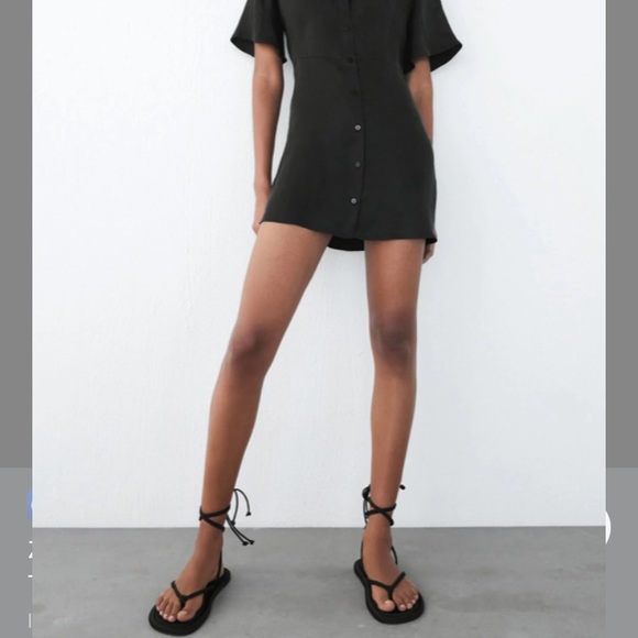 Zara Flowy Mini Dress in Black - Picture 8 of 11